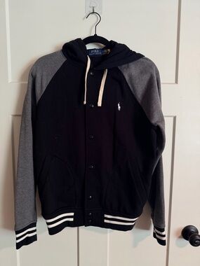 Polo by Ralph Lauren Black Hoodie with Cream Drawcord